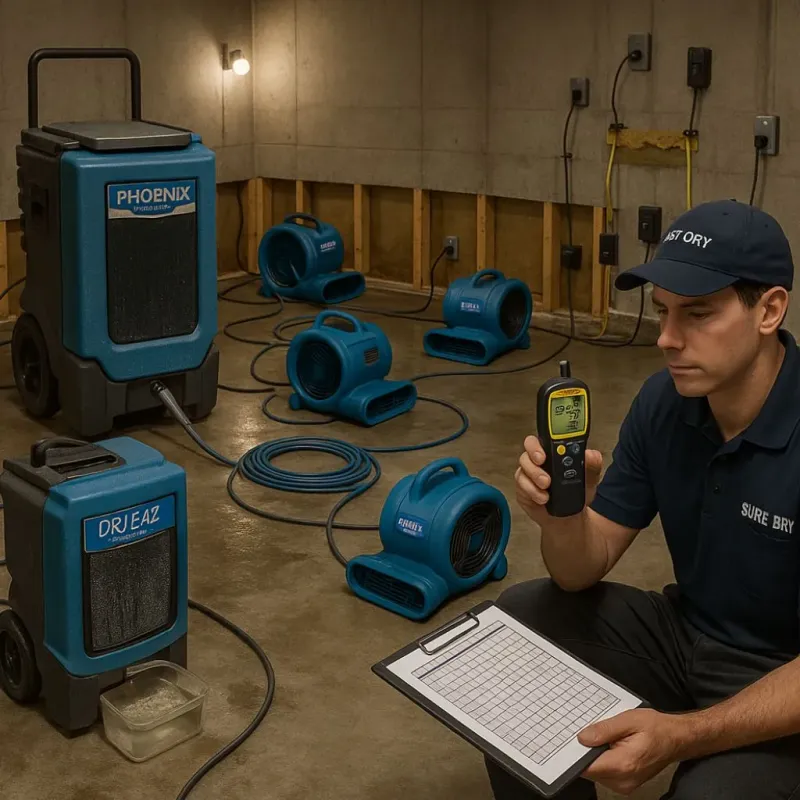 Structural Drying and Dehumidification process in Oldham County, TX